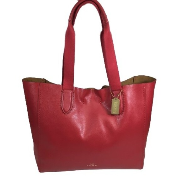 Coach Derby Tote Leather Shoulder Bag Red Shopper F58660 Christmas Holiday - Picture 1 of 15